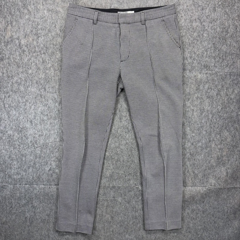 MR. Turk Trousers Pants Men's 34 x 29 Pleated‎ Houndstooth Stretch Slim Fit